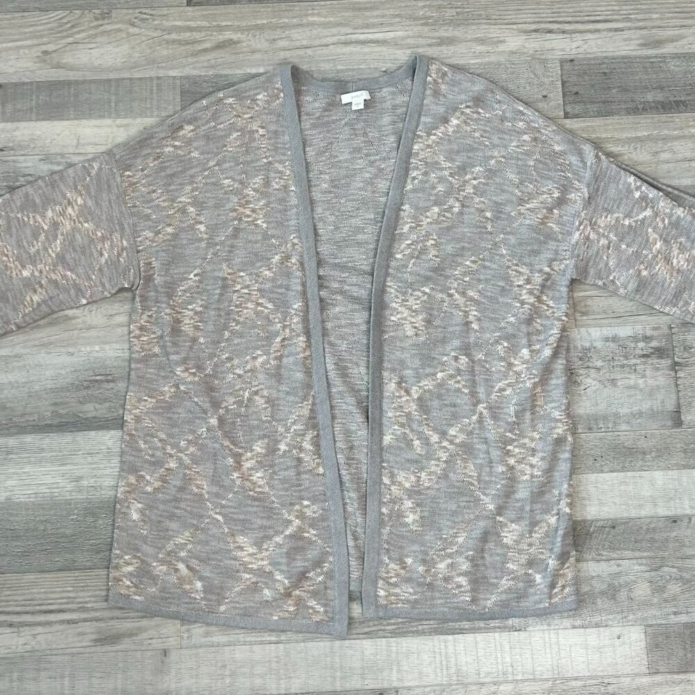 J Jill Pure Jill grey pattern open front sweater cardigan size medium R13